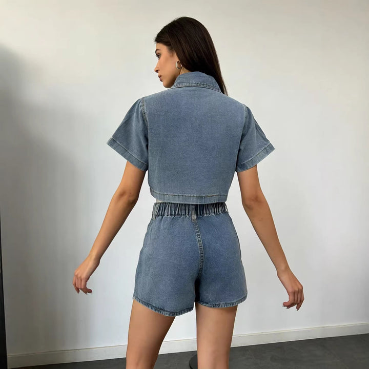 Women's Crop Top and Mini Skirt Set in Casual Style Lisslune
