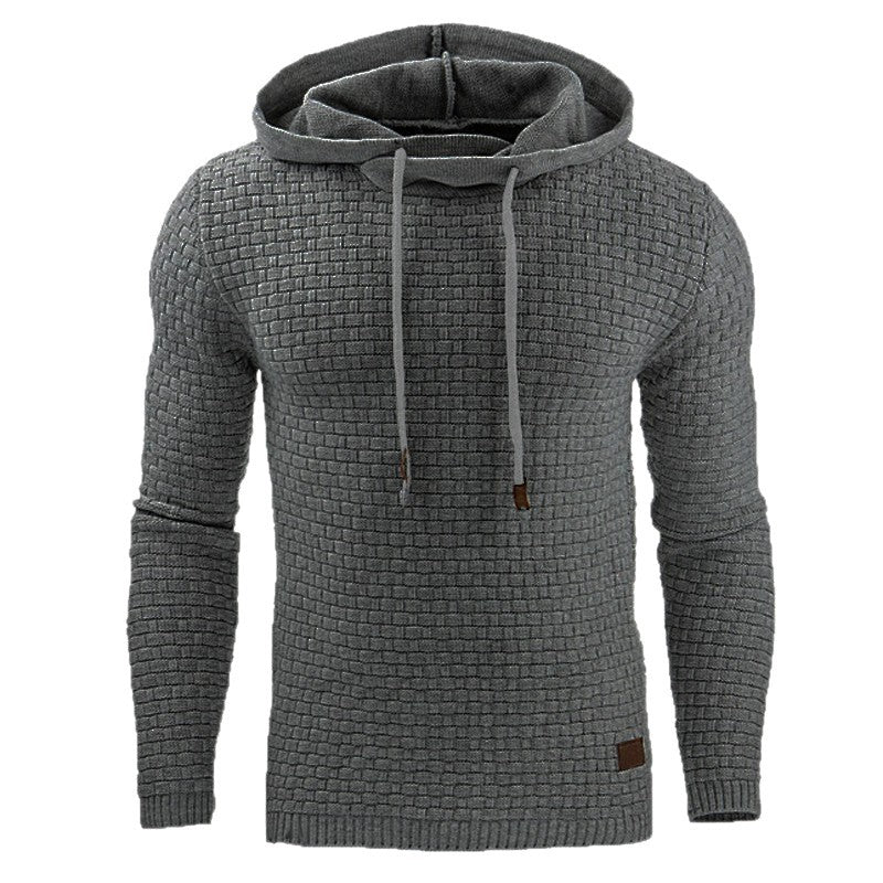 Men's knitted sweater with textured surface and integrated hood Lisslune