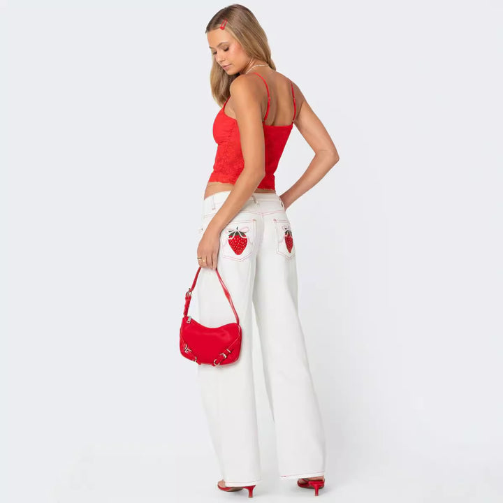 Damen Spitzencrop-Top mit Schleifen-Detail und verstellbaren Trägern Lisslune