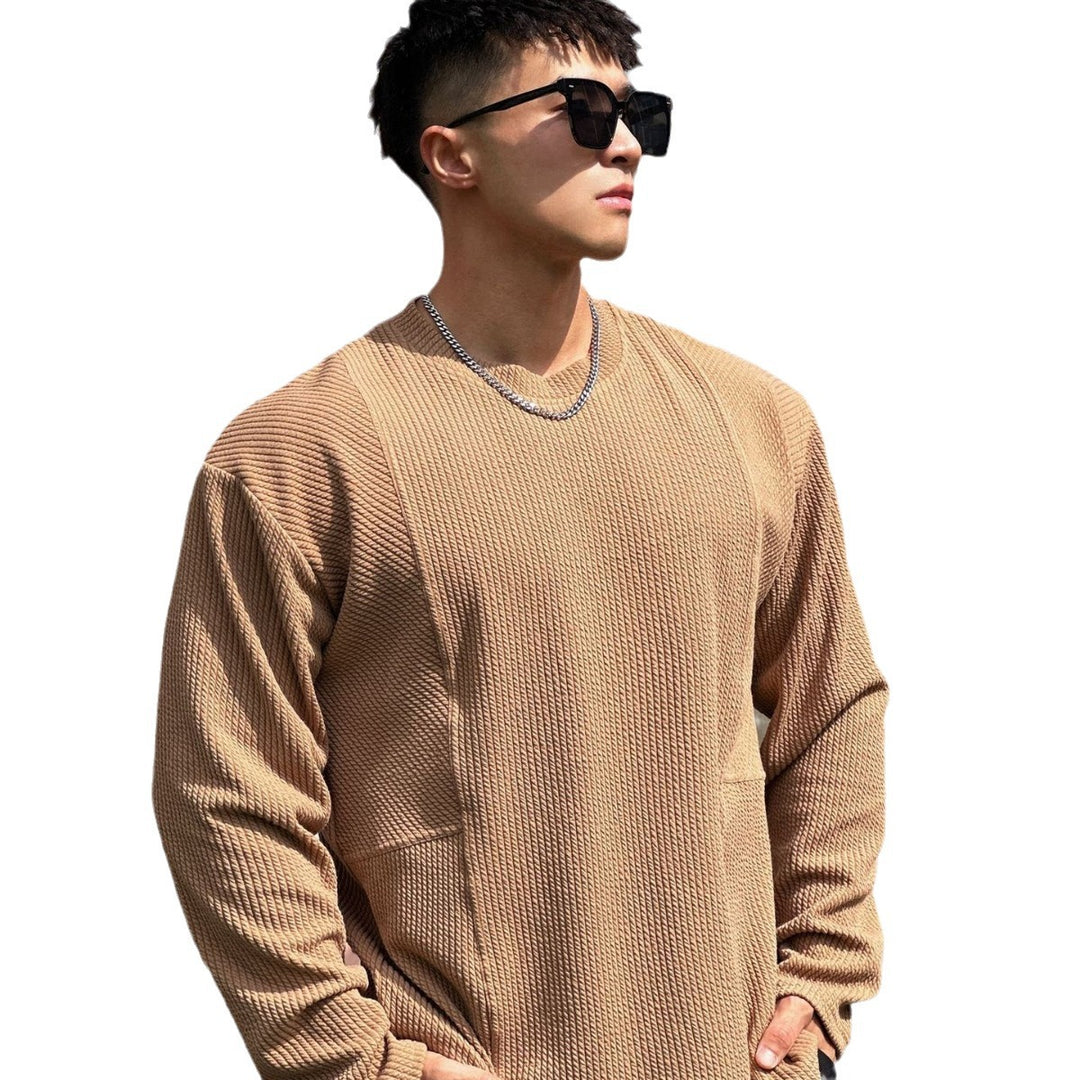 Men's casual sweatshirt made of textured fabric with practical pockets Lisslune