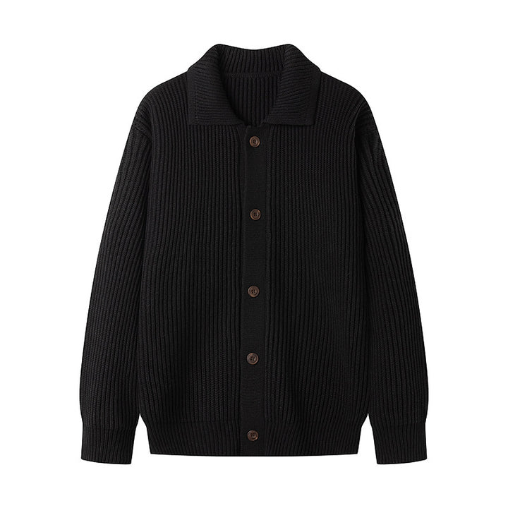 Men's Cardigan with Comfortable Button Placket and Modern Rib Design Lisslune