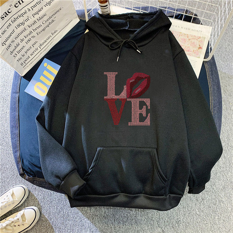 Women's hoodie with creative lip design Lisslune