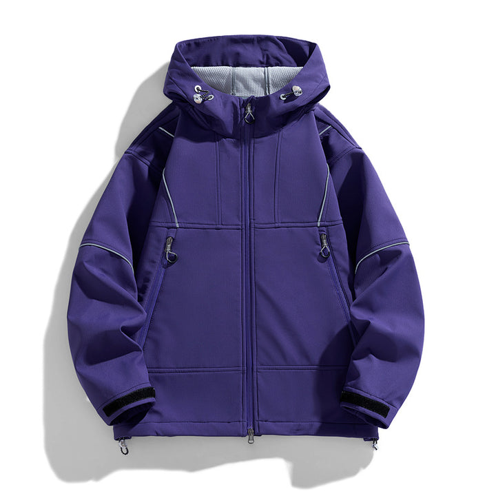 Men's Technical Outdoor Jacket with Adjustable Hood Collar and Practical Zip Pockets Lisslune