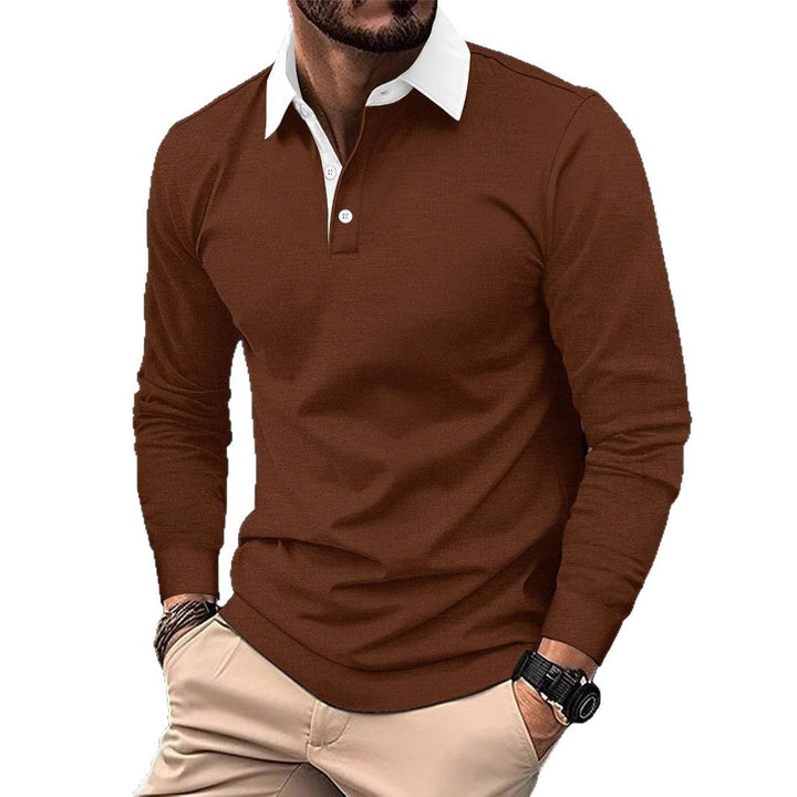 Men's long sleeve polo shirt with modern collar and comfortable fit Lisslune
