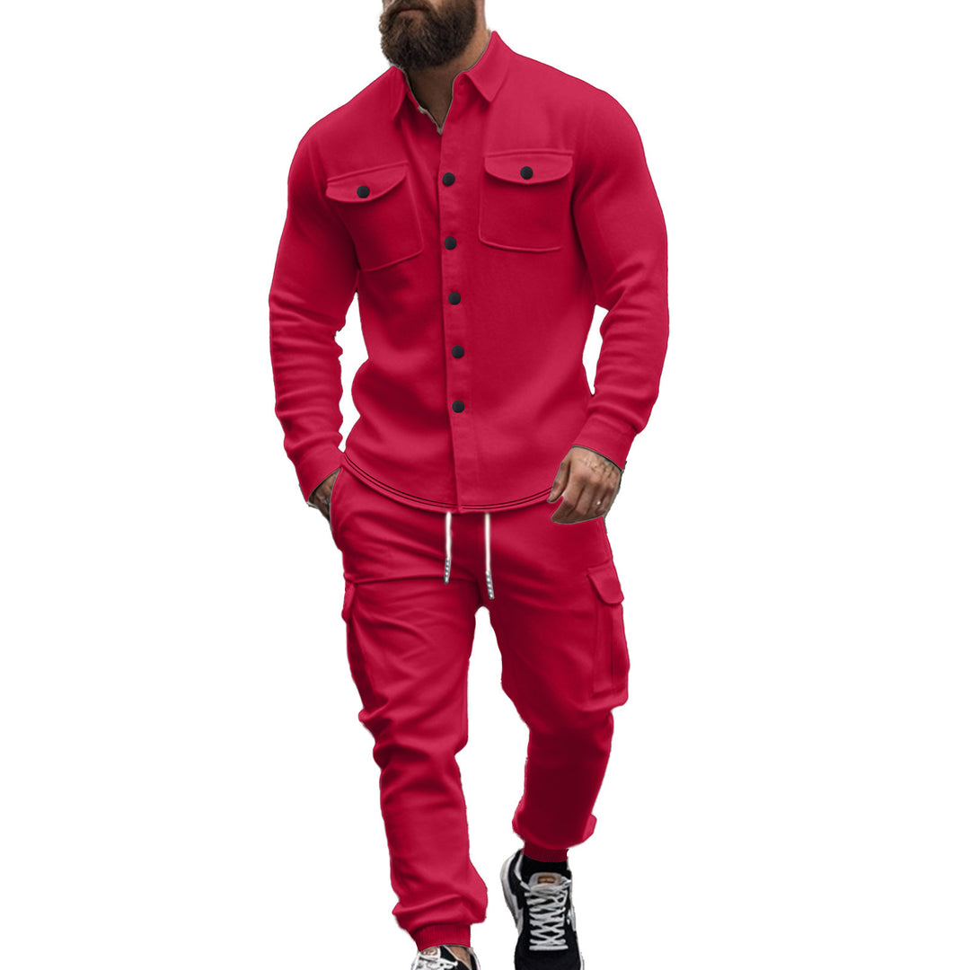 Men's cargo set with casual shirt and elastic pants Lisslune