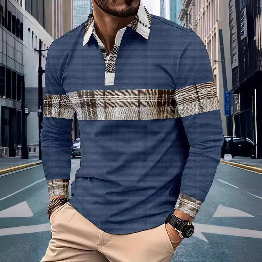Men's long-sleeve shirt with modern check design and elegant details Lisslune