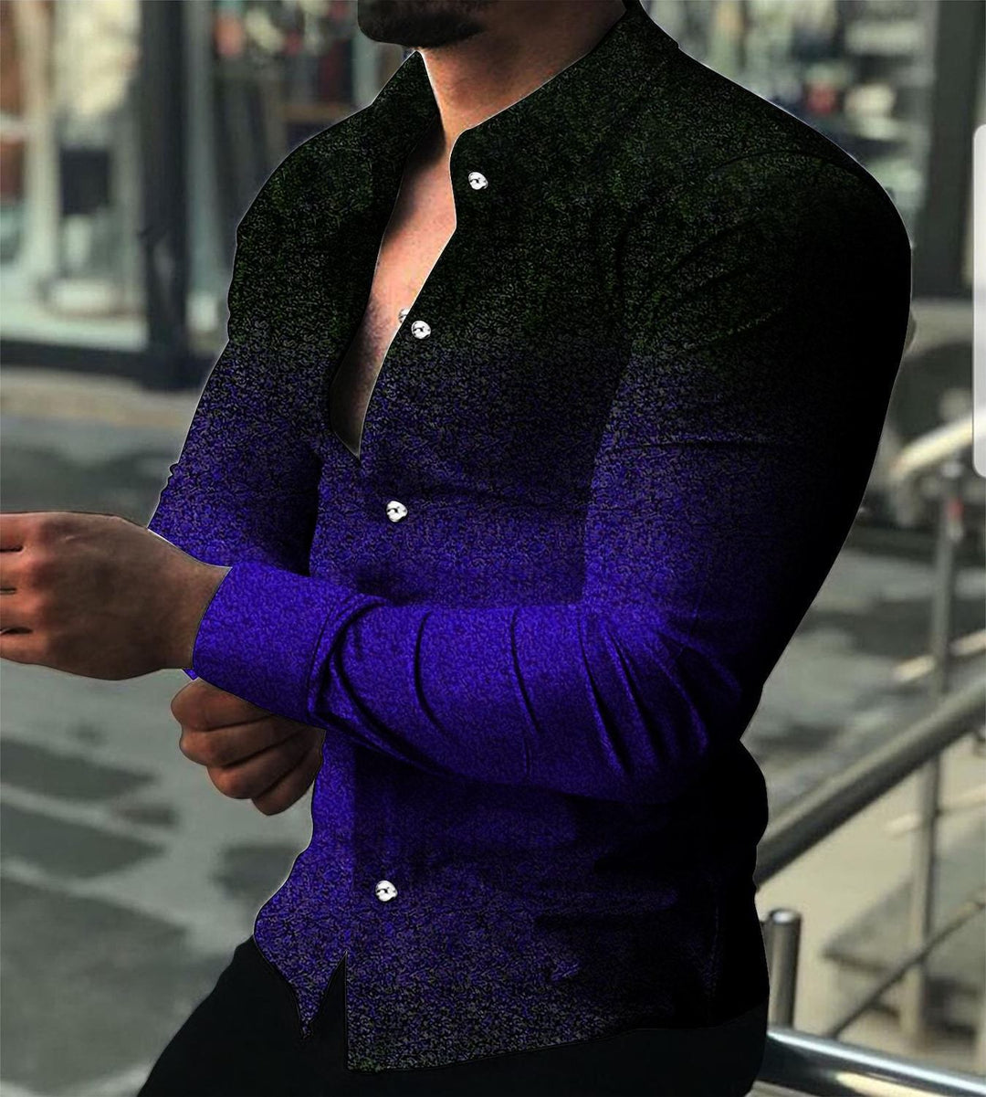 Men's Long Sleeve Shirt with Modern Gradient andElegant Button Details Lisslune