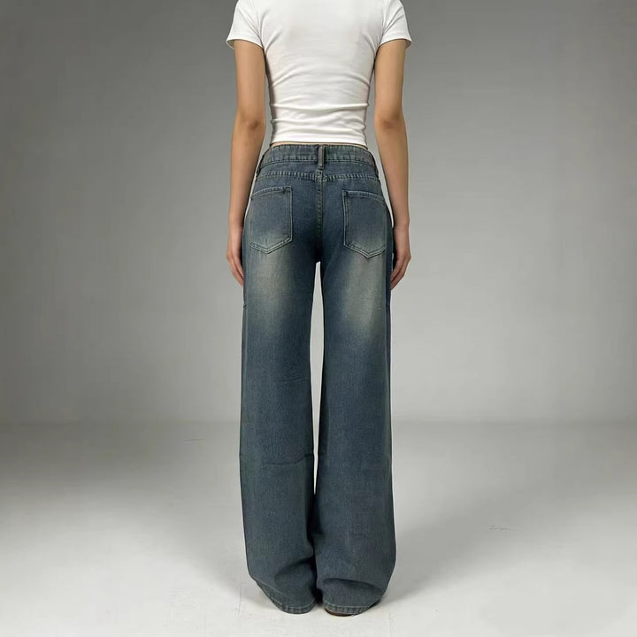 Damen weite High-Waist Jeans mit lässigem Schnitt und individuellen Waschungen Lisslune
