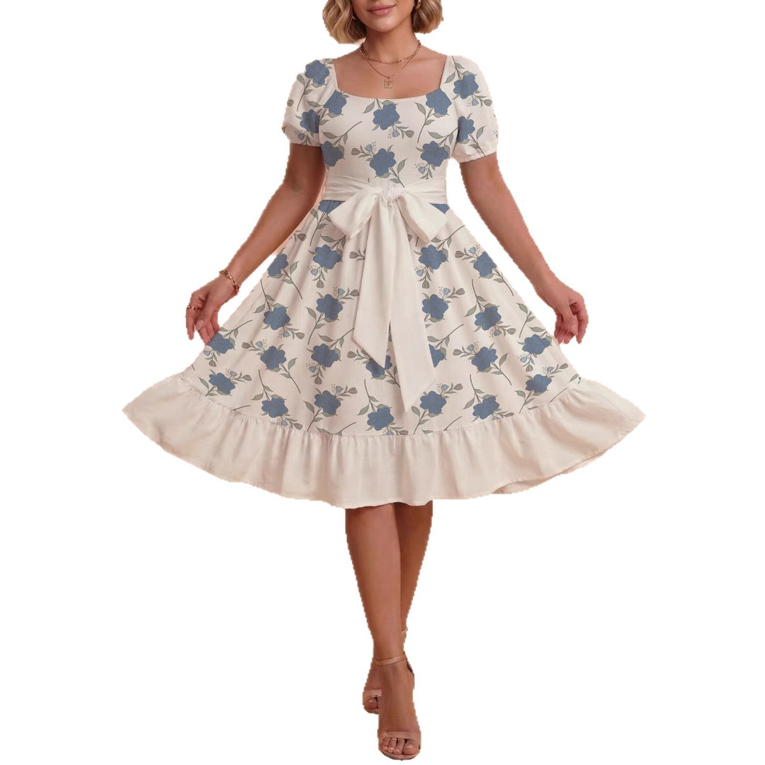 Women's floral dress with adjustable belt and voluminous sleeves Lisslune