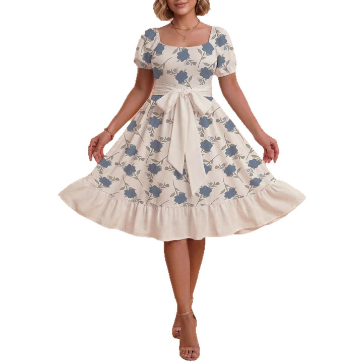 Women's floral dress with adjustable belt and voluminous sleeves Lisslune