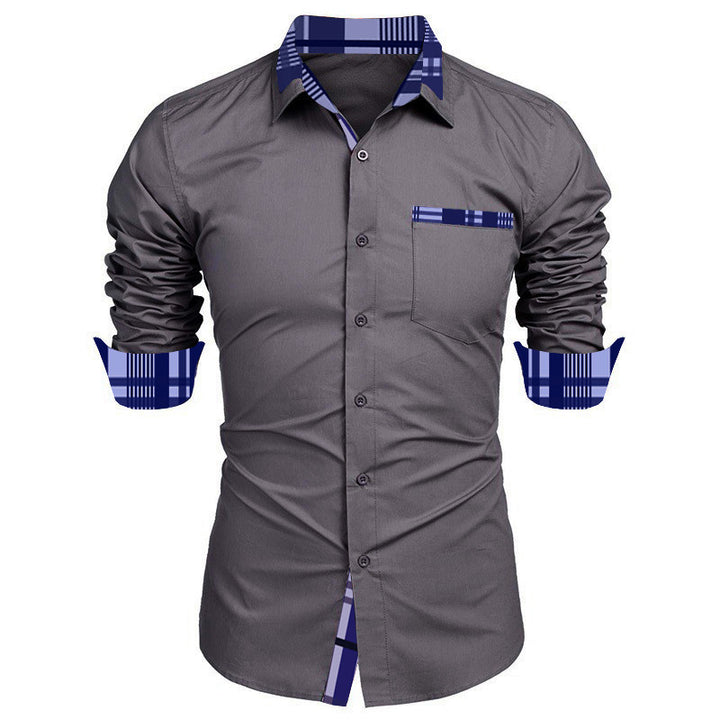 Men's long-sleeve shirt with contrasting collar and chest pocket Lisslune