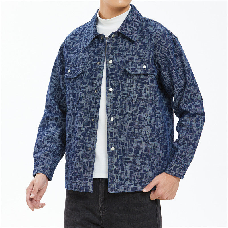 Men's Casual Overshirt Jacket with Modern Pattern Lisslune