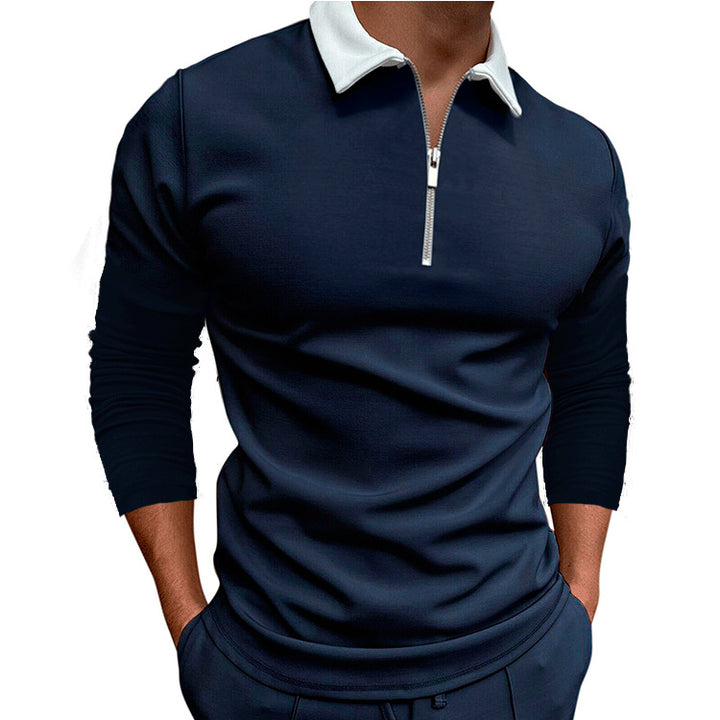 Men's sporty sweater with 1/4 zipper and contrasting collar Lisslune