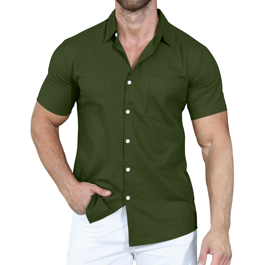 Men's short-sleeve shirt made of high-quality cotton with practical chest pocket Lisslune