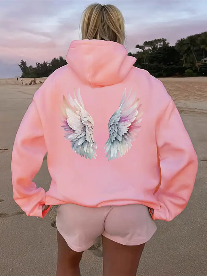 Women's hoodie sweatshirt with imaginative wing motif Lisslune