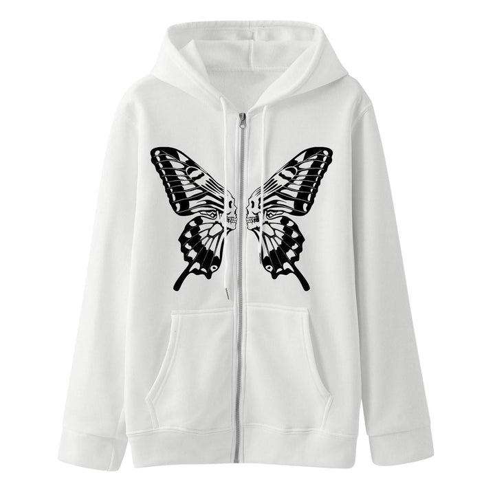 Women's hoodie sweatshirt jacket with unique butterfly print Lisslune