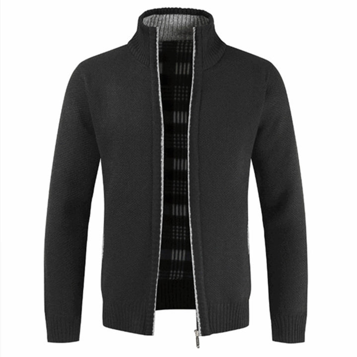 Men's cardigan with high collar and plush inner lining Lisslune