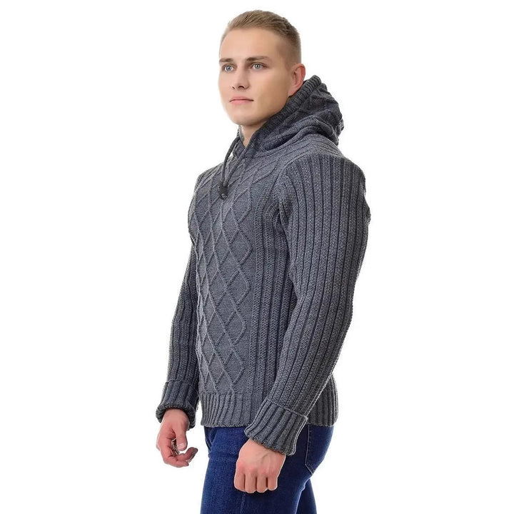 Men's cozy knit sweater with hood details Lisslune
