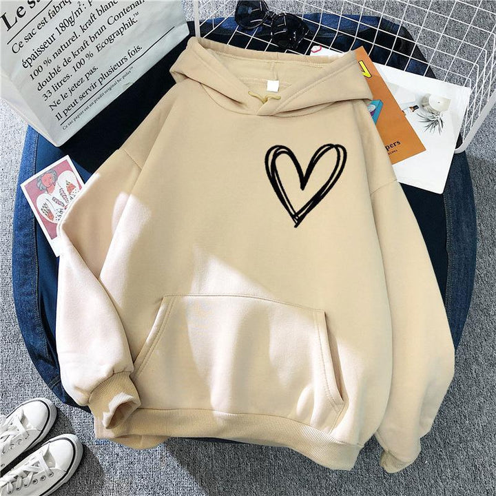 Women's hooded sweatshirt with lovely heart motif Lisslune