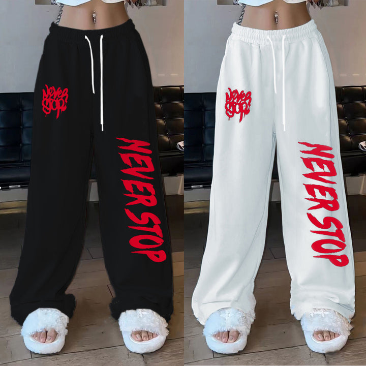 Women's casual pants in a relaxed oversized style with eye-catching graphic print Lisslune