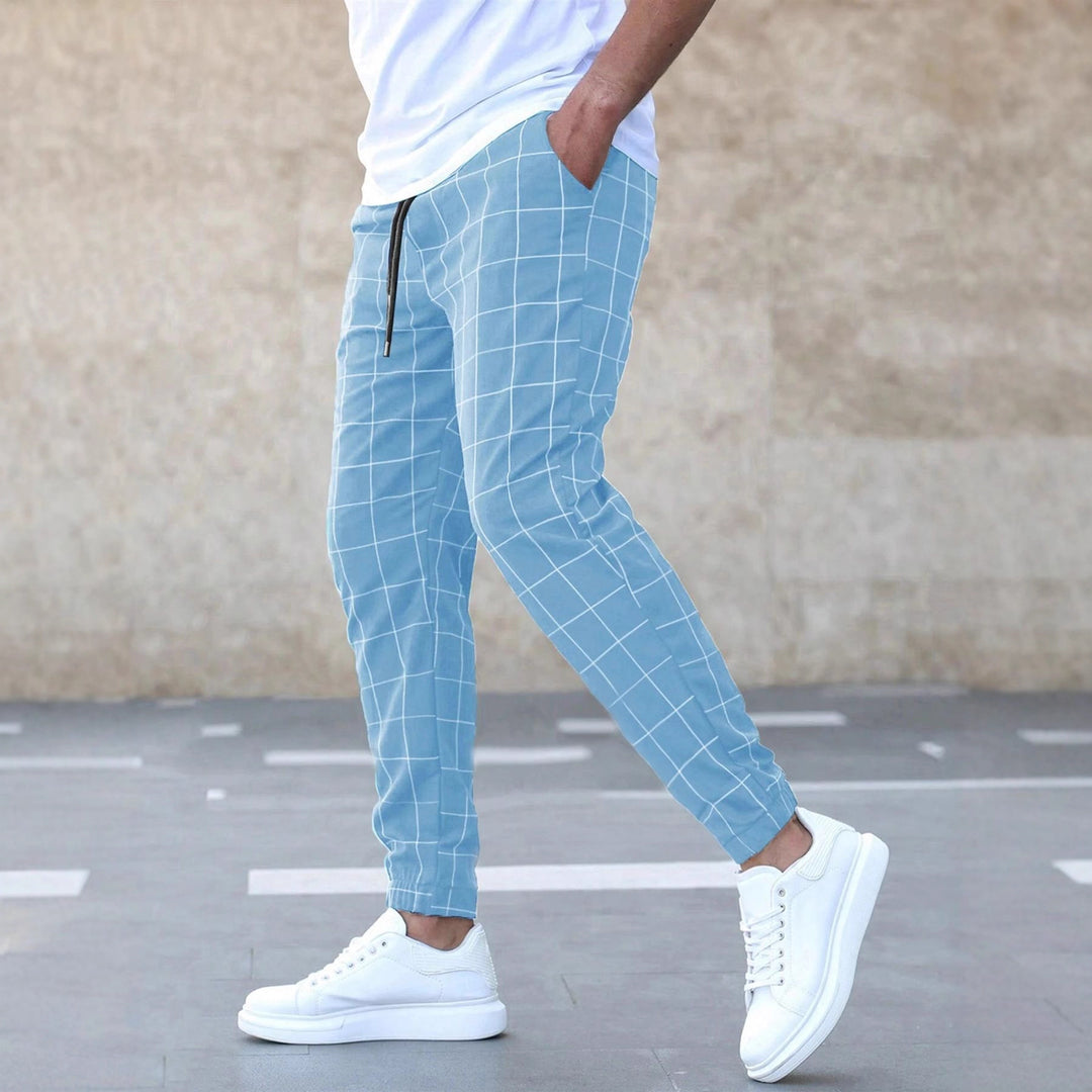 Men's sporty leisure pants with fashionable check pattern Lisslune
