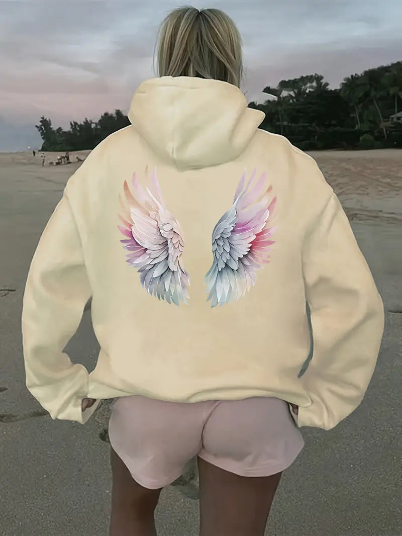 Women's hoodie sweatshirt with imaginative wing motif Lisslune