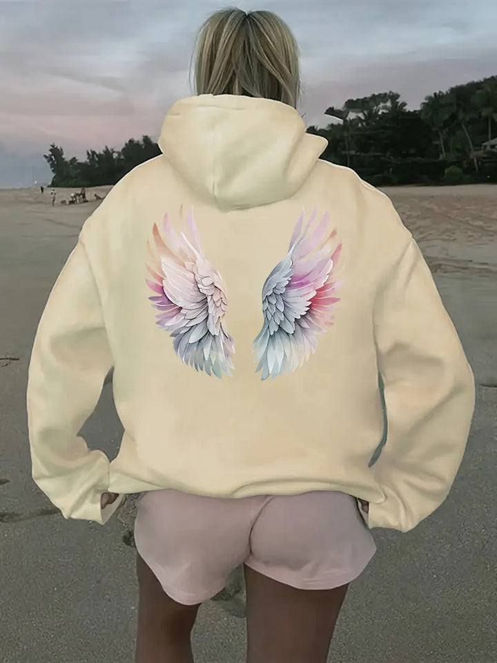 Women's hoodie sweatshirt with imaginative wing motif Lisslune
