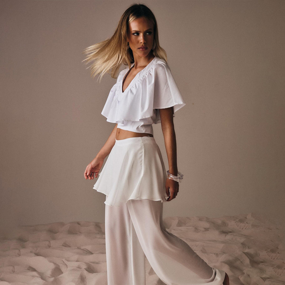 Women’s leisure set with casual top and wide trousers