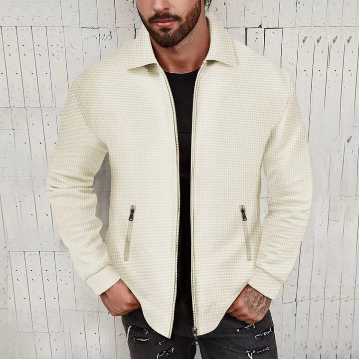 Men's cardigan in modern design with structured outer material and practical zip pockets Lisslune