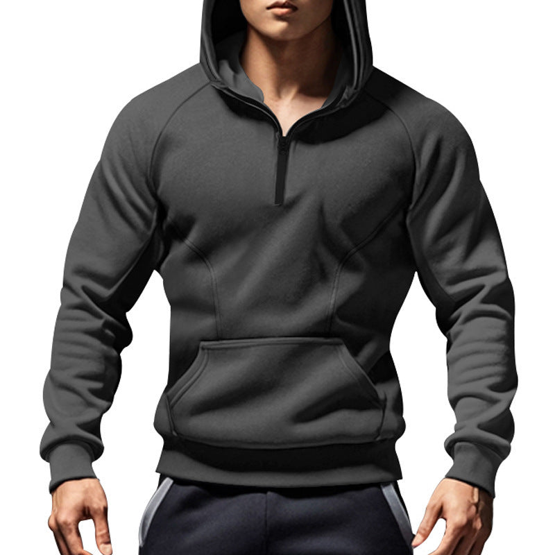Men's sporty hoodie with half zipper and kangaroo pocket Lisslune