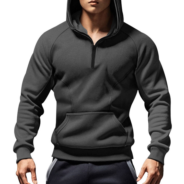 Men's sporty hoodie with half zipper and kangaroo pocket Lisslune