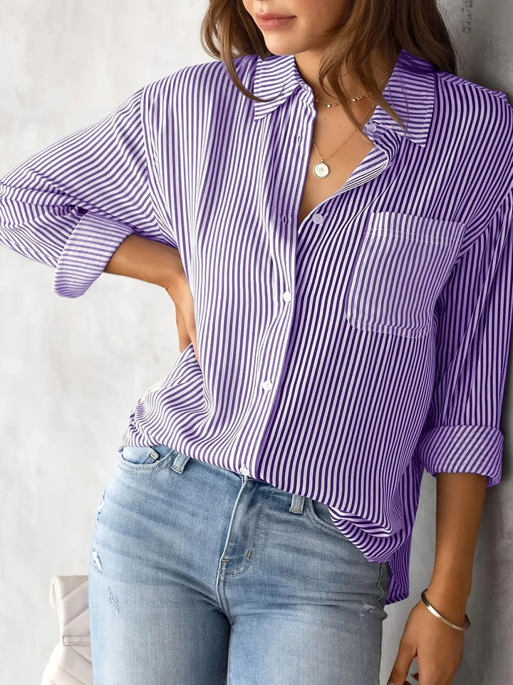 Women's Checked Shirt with Casual Cut and Applied Breast Pocket Lisslune