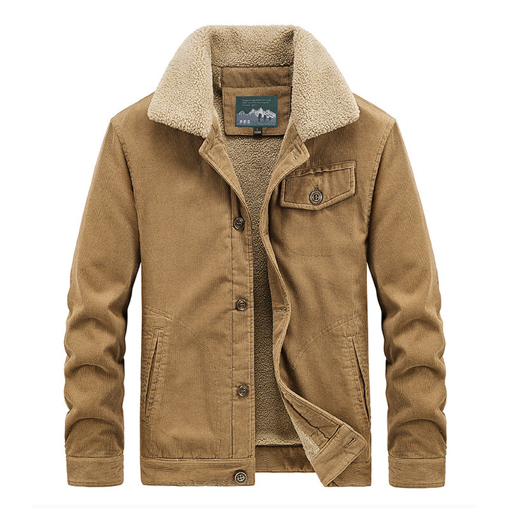 Men's Insulated Denim Jacket with Soft Collar and Warm Fleece Lining Lisslune