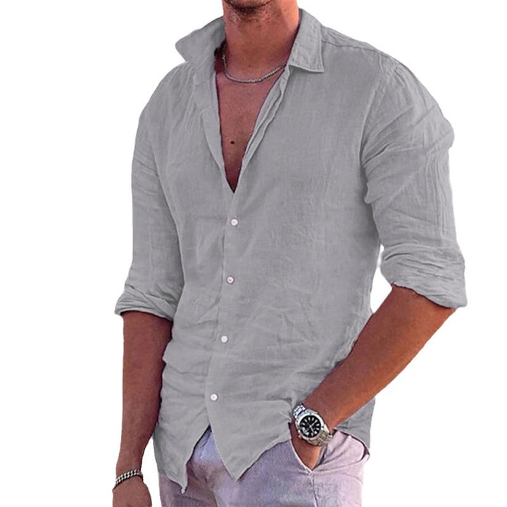 Men's casual long-sleeve shirt made of lightweight linen fabric Lisslune