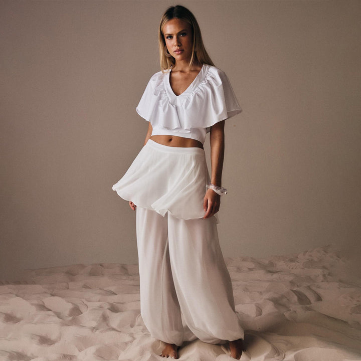 Women’s leisure set with casual top and wide trousers