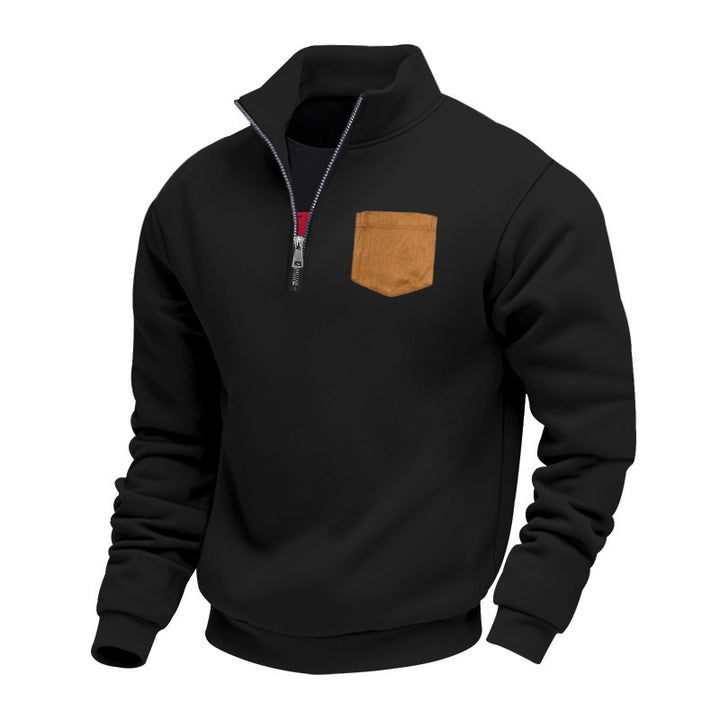 Men's fleece pullover with contrasting zipper and practical chest pocket Lisslune