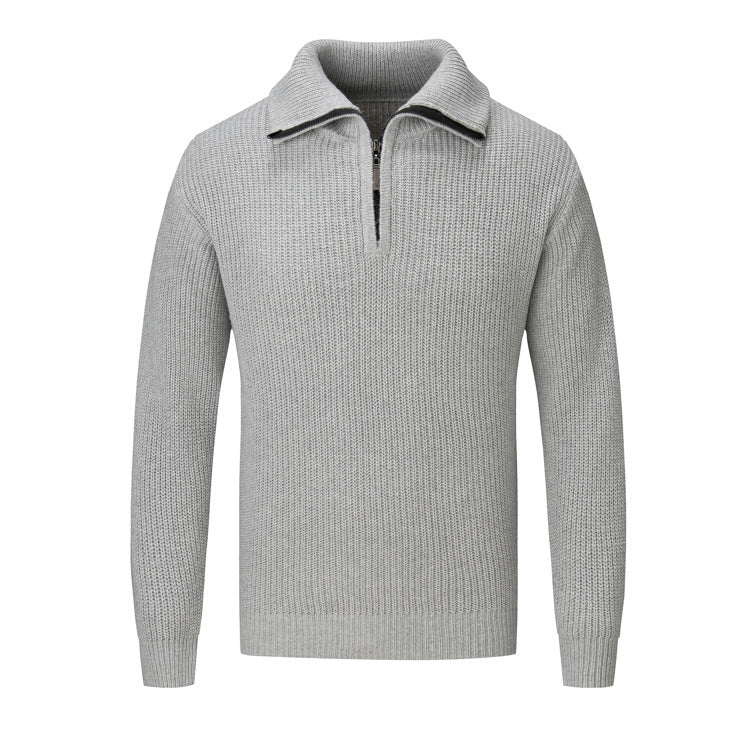 Men's leisure pullover with half zipper and textured knit pattern Lisslune