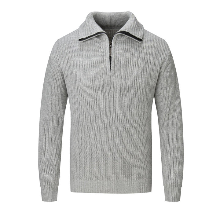 Men's leisure pullover with half zipper and textured knit pattern Lisslune