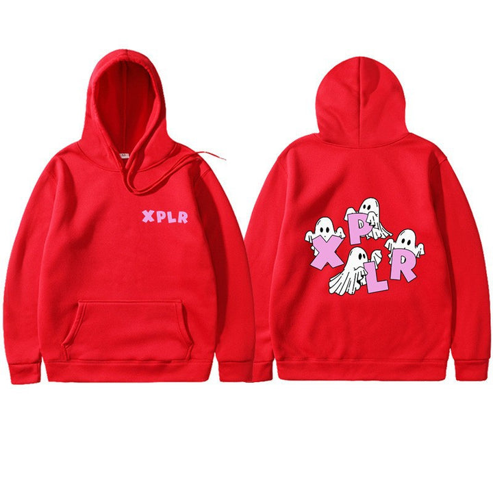 Women's hooded sweatshirt with creative ghost motif and kangaroo pocket Lisslune
