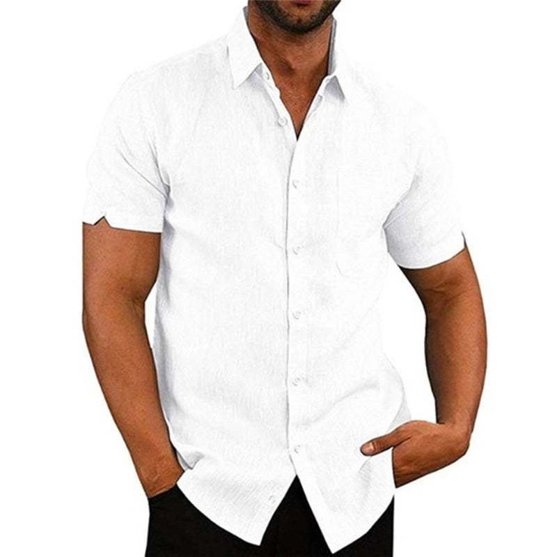 Men's short-sleeve shirt made of lightweight linen fabric with a classic cut Lisslune