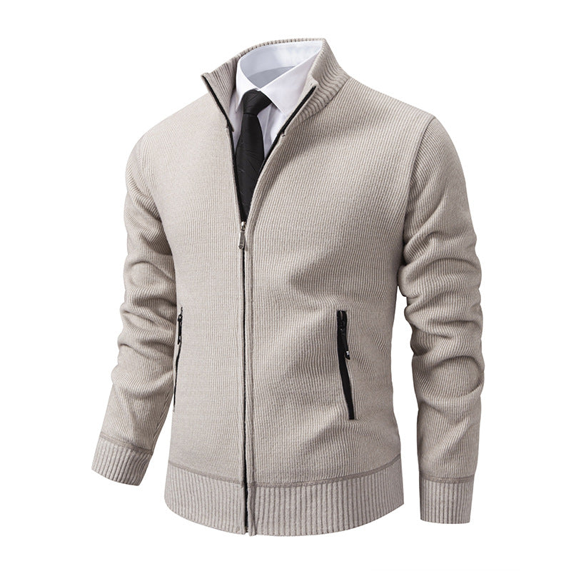 Men's cardigan with high collar and modern zip pockets Lisslune