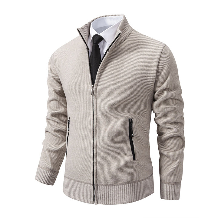 Men's cardigan with high collar and modern zip pockets Lisslune