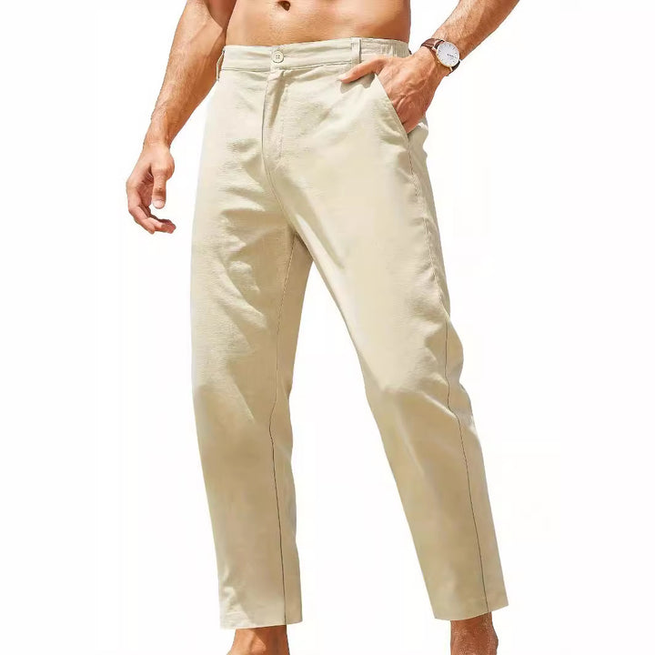 Men's casual pants made of lightweight cotton blend with a comfortable fit Lisslune