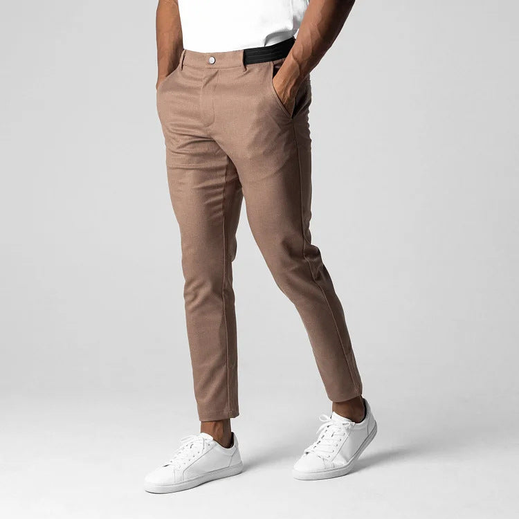 Men's Chino Pants with Slim Fit Cut and Elastic Waistband Lisslune