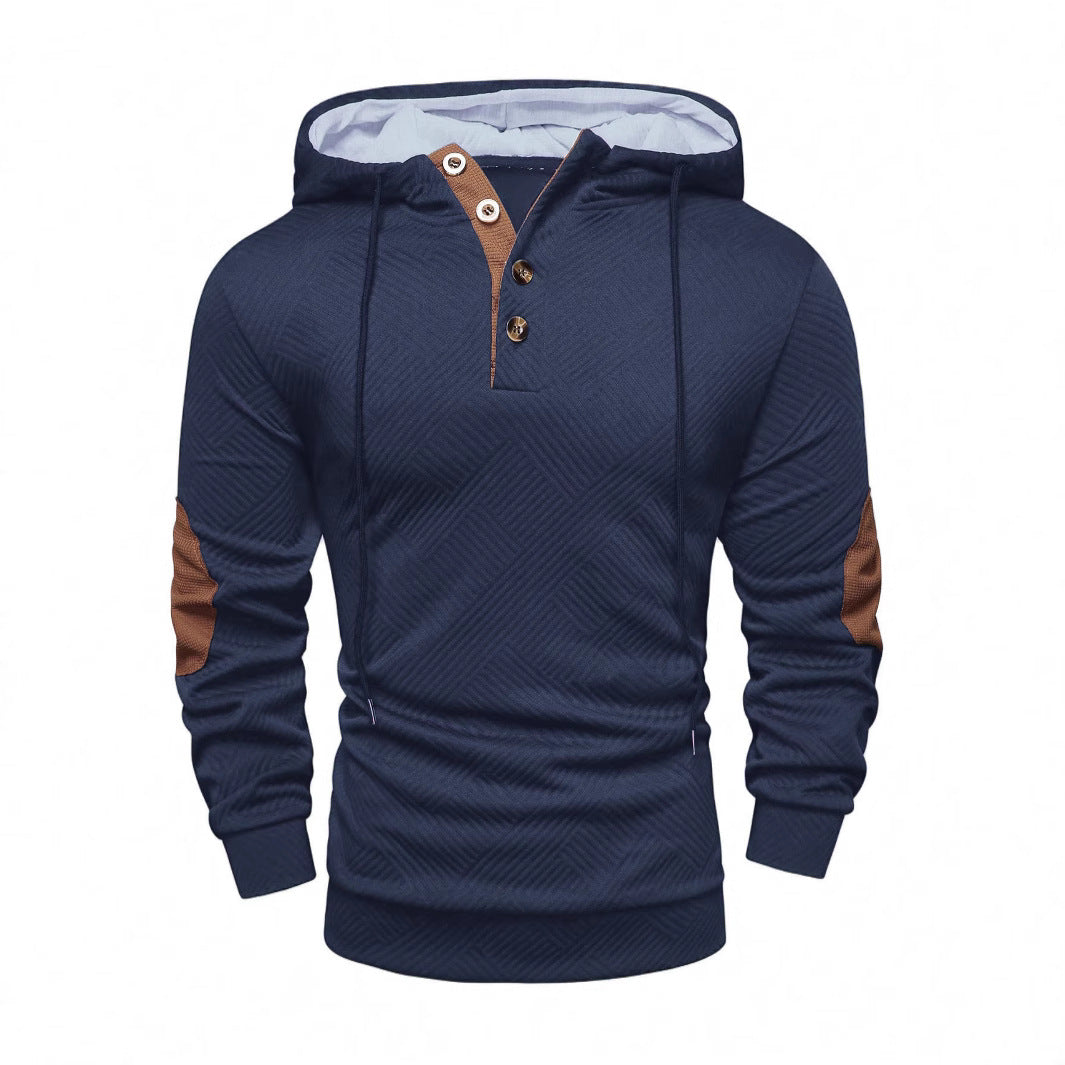 Men's Modern Hoodie with Textured Design and Practical Button Details Lisslune
