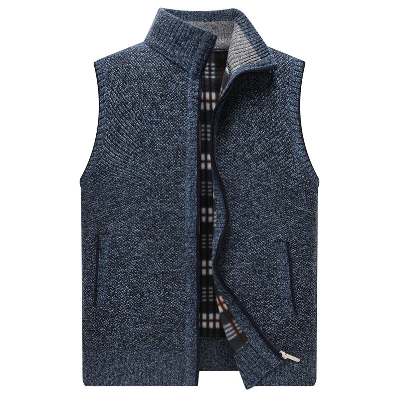 Men's cardigan with high collar and checked interior Lisslune