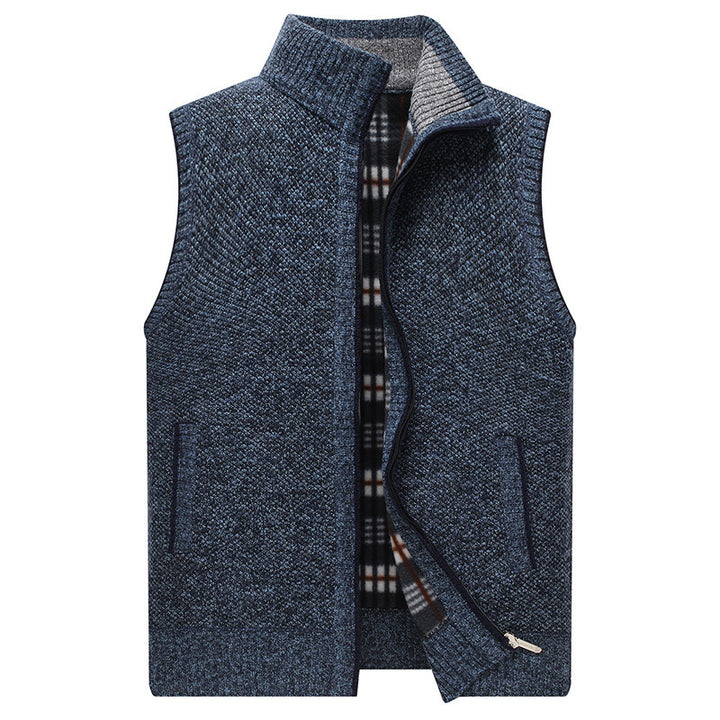 Men's cardigan with high collar and checked interior Lisslune