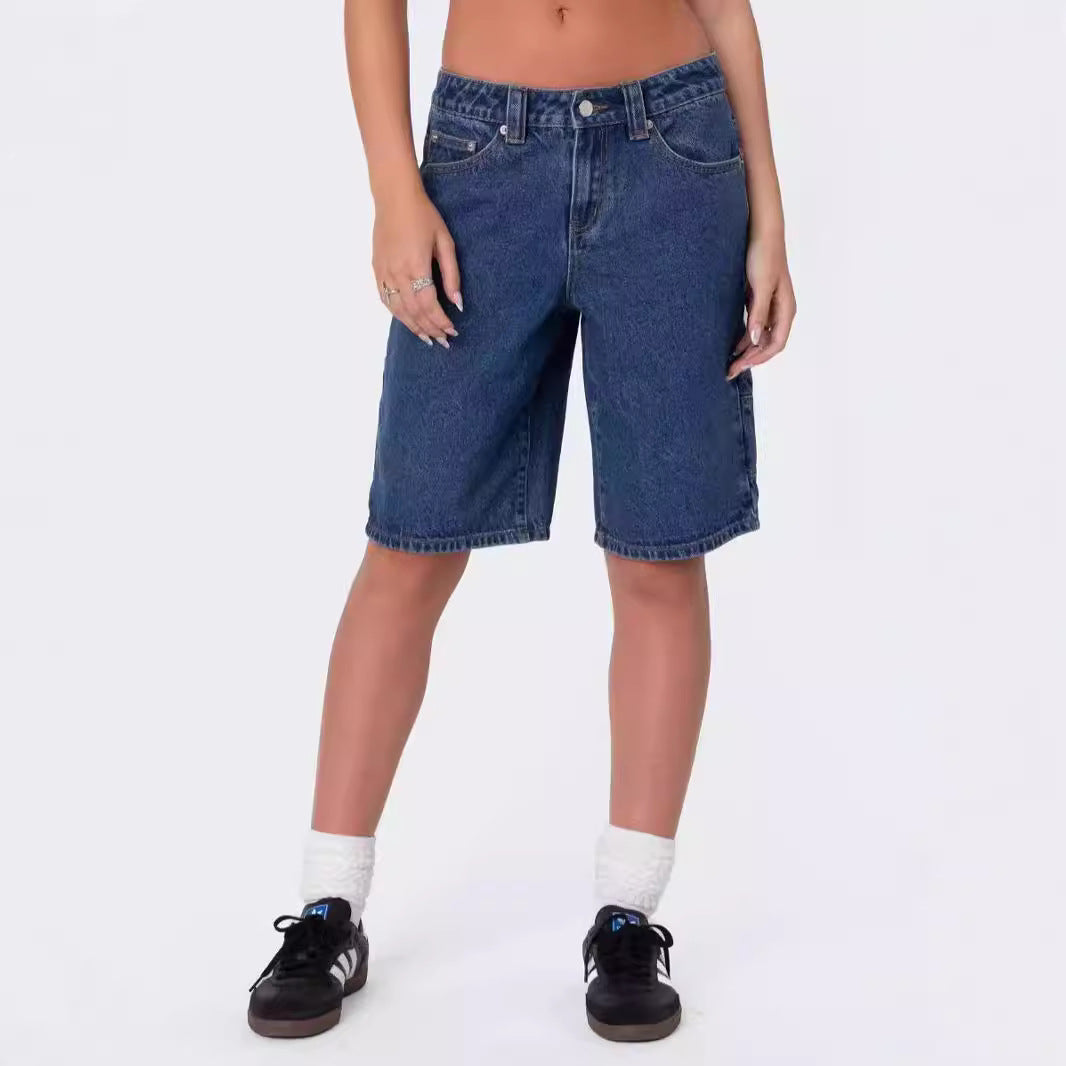 Women's fashionable denim shorts in a casual cut with a high waist Lisslune