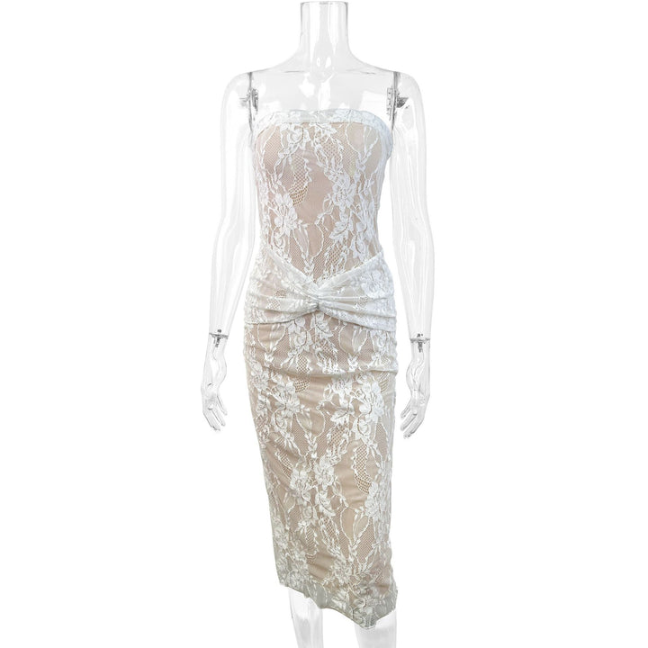 Damen Spitzenkleid mit figurformendem Design und elegantem Knotendetail Lisslune