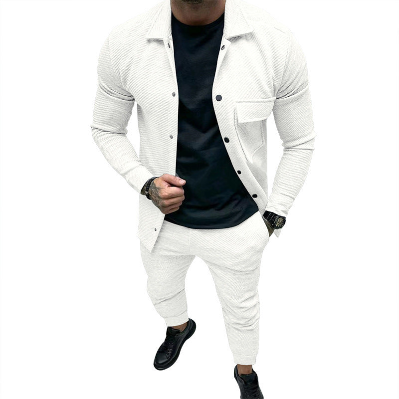 Men's leisure suit with textured top and comfortable fit Lisslune